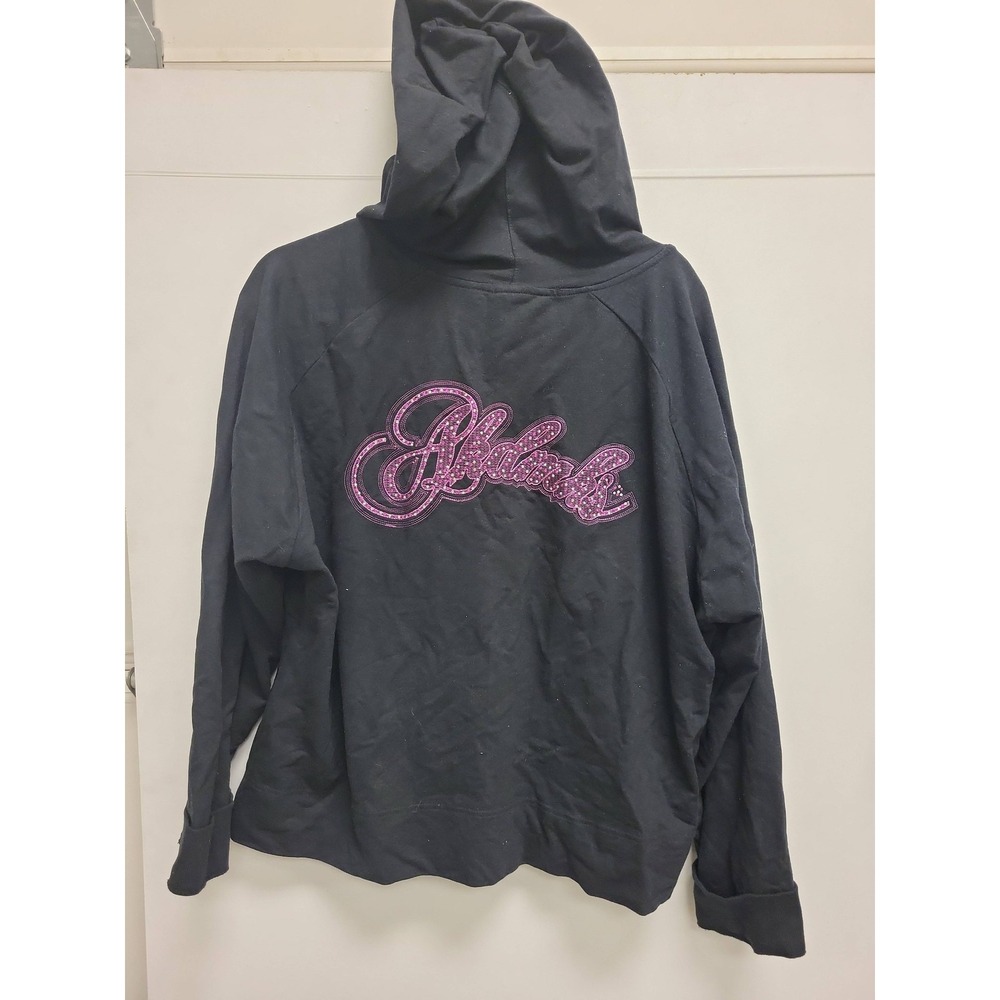 AKDMKS 2XL Hoodie Full Zip‎ Black Jacket Rhinestone Detail Womens Plus Size Coat